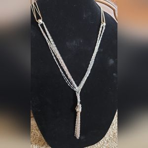 Amazing gold, gunmetal, and silver multistrand chain necklace.